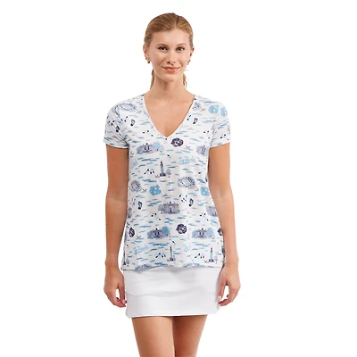 Women's Smith & Quinn White North Carolina Tar Heels Blake Floral V-Neck Top