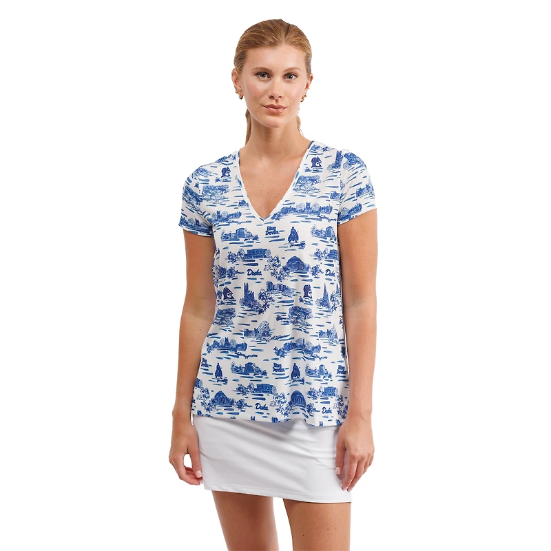 Women's Smith & Quinn White Duke Blue Devils Blake Floral V-Neck Top