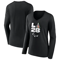 Women's Black LA 2028 Summer Paralympics Prism V-Neck Long Sleeve T-Shirt