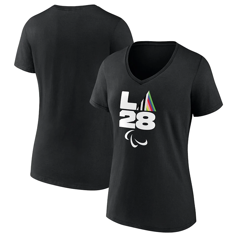 Women's Black LA 2028 Summer Paralympics Prism V-Neck T-Shirt