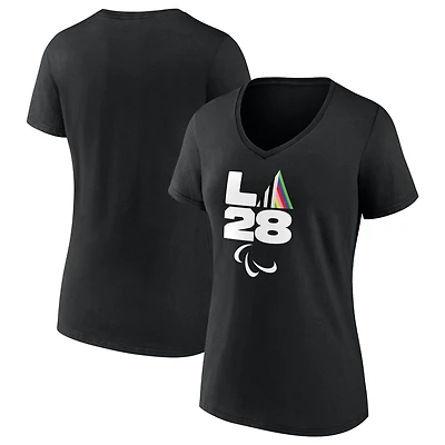 Women's Black LA 2028 Summer Paralympics Prism V-Neck T-Shirt