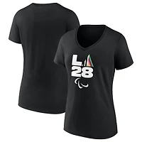 Women's Black LA 2028 Summer Paralympics Prism V-Neck T-Shirt