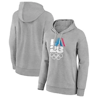 Women's Gray LA 2028 Summer Olympics Retro Stripe Pullover Hoodie