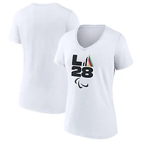 Women's White LA 2028 Summer Olympics Prism V-Neck T-Shirt