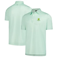 Men's FootJoy  Light Green John Deere Classic Checker Print Lisle Polo