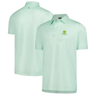 Men's FootJoy  Light Green John Deere Classic Checker Print Lisle Polo