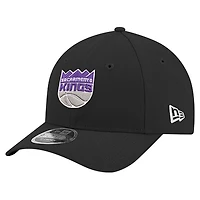 Men's New Era Black Sacramento Kings 9FORTY Stock M-Crown Adjustable Hat
