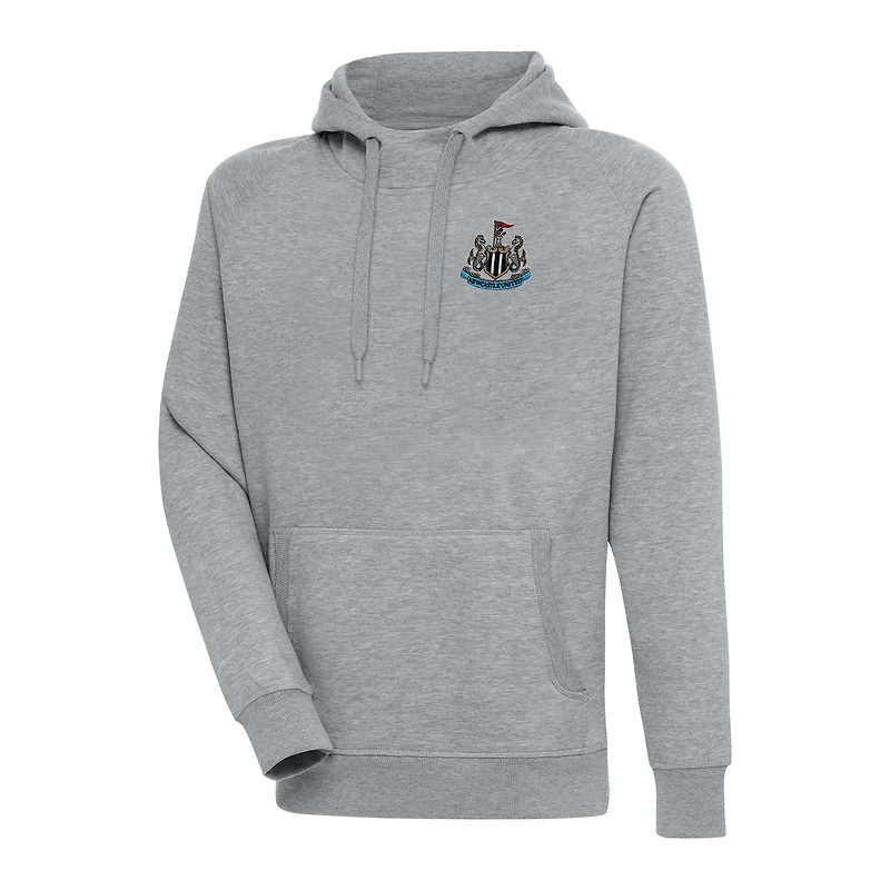 Men's Antigua  Heather Gray Newcastle United Takeover Pullover Hoodie