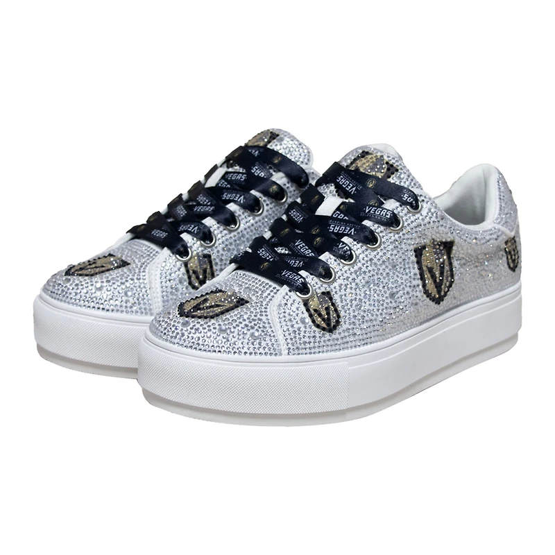 Women's Cuce White Vegas Golden Knights Crystal Team Logo Sneakers