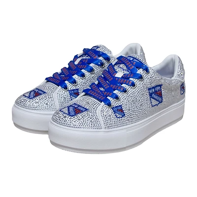 Women's Cuce White New York Rangers Crystal Team Logo Sneakers