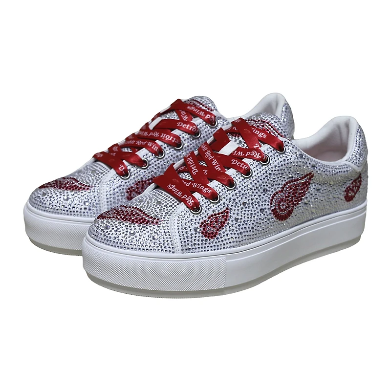 Women's Cuce White Detroit Red Wings Crystal Team Logo Sneakers