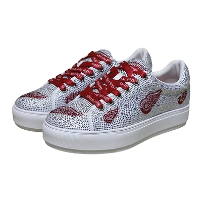 Women's Cuce White Detroit Red Wings Crystal Team Logo Sneakers