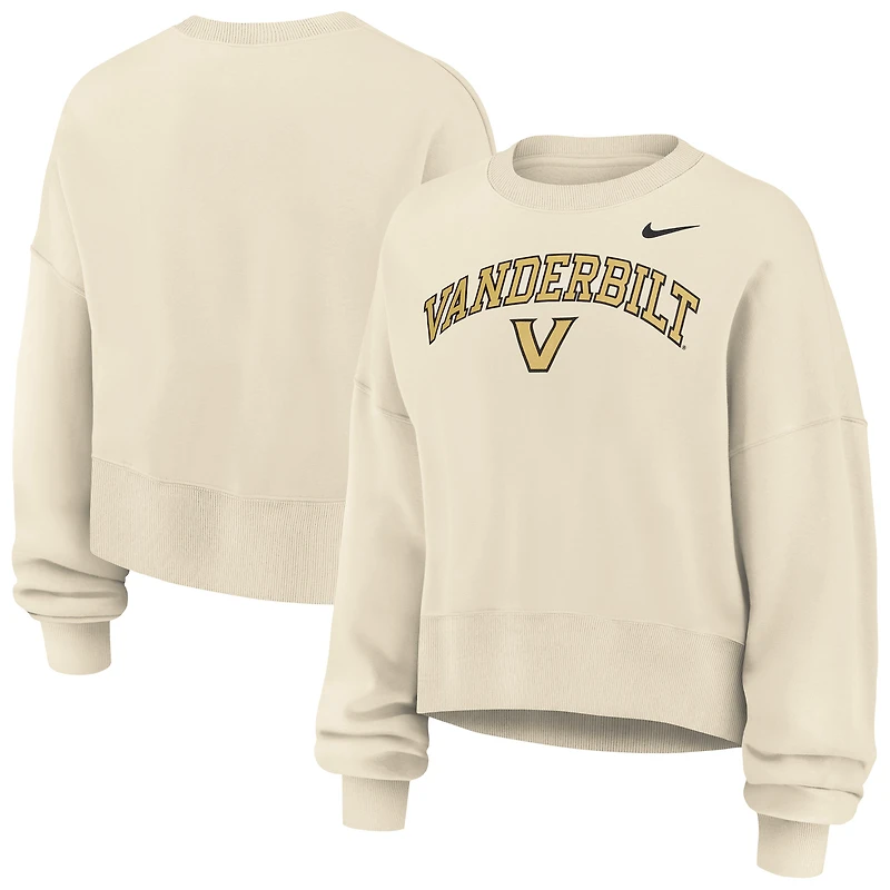 Women's Nike Natural Vanderbilt Commodores Phoenix Fleece Oversized Cropped Sweatshirt