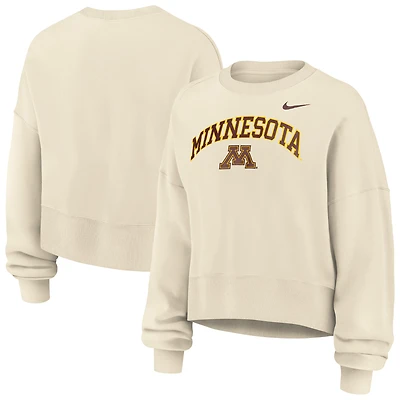 Women's Nike Natural Minnesota Golden Gophers Phoenix Fleece Oversized Cropped Sweatshirt