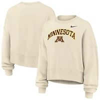 Women's Nike Natural Minnesota Golden Gophers Phoenix Fleece Oversized Cropped Sweatshirt