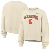 Women's Nike Natural Illinois Fighting Illini Phoenix Fleece Oversized Cropped Sweatshirt