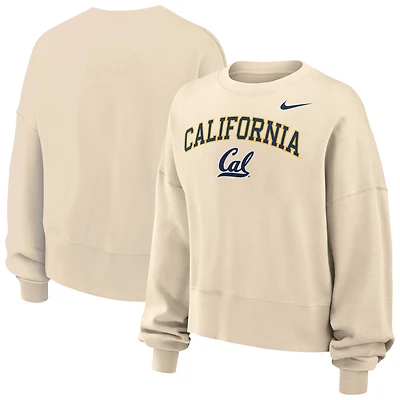 Women's Nike Natural Cal Bears Phoenix Fleece Oversized Cropped Sweatshirt