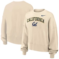 Women's Nike Natural Cal Bears Phoenix Fleece Oversized Cropped Sweatshirt