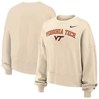 Women's Nike Natural Virginia Tech Hokies Phoenix Fleece Oversized Cropped Sweatshirt