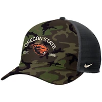 Men's Nike Camo Oregon State Beavers 2025 Military Appreciation Rise Adjustable Trucker Hat