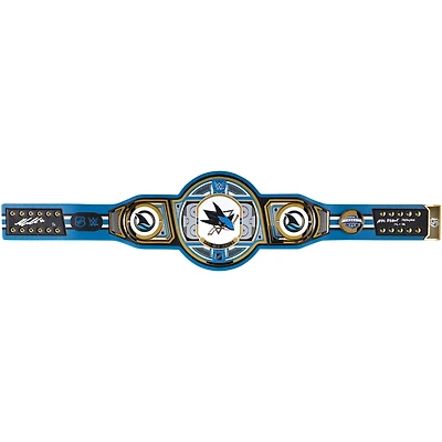 Macklin Celebrini San Jose Sharks Autographed WWE Legacy Title Belt with "NHL Debut 10-10-24" & "1G - 1A" Inscriptions