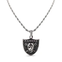 The GLD Shop Las Vegas Raiders 14K White Gold Logo Pendant & Rope Chain