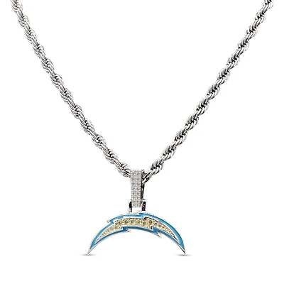 The GLD Shop Los Angeles Chargers 14K White Gold Logo Pendant & Rope Chain