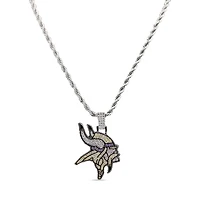 The GLD Shop Minnesota Vikings 14K White Gold Logo Pendant & Rope Chain