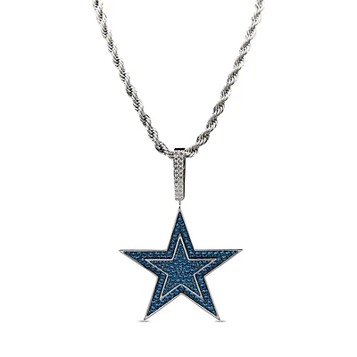 The GLD Shop Dallas Cowboys 14K White Gold Logo Pendant & Rope Chain