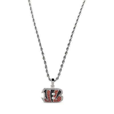 The GLD Shop Cincinnati Bengals 14K White Gold Logo Pendant & Rope Chain