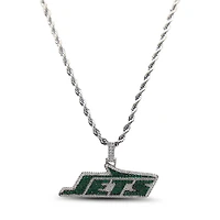 The GLD Shop New York Jets 14K White Gold Logo Pendant & Rope Chain