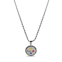 The GLD Shop Pittsburgh Steelers 14K White Gold Logo Pendant & Rope Chain