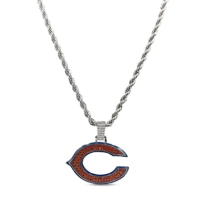 The GLD Shop Chicago Bears 14K White Gold Logo Pendant & Rope Chain