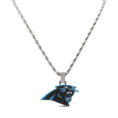 The GLD Shop Carolina Panthers 14K White Gold Logo Pendant & Rope Chain