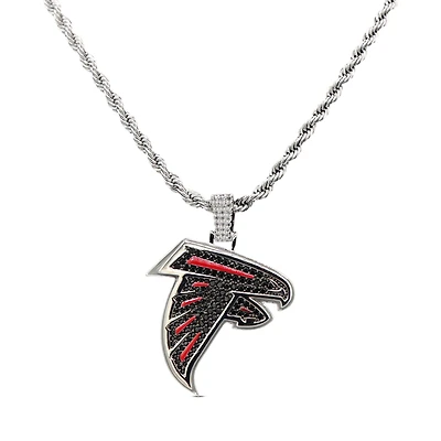 The GLD Shop Atlanta Falcons 14K White Gold Logo Pendant & Rope Chain
