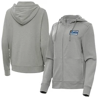 Women's Antigua Heather Gray NASCAR Chicago Street Race Seeker Full-Zip Hoodie Jacket
