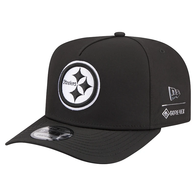 Men's New Era Black Pittsburgh Steelers Gore-Tex A-Frame 9FIFTY Adjustable Hat