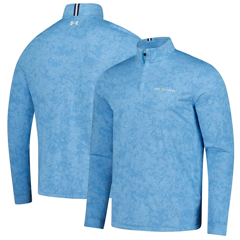 Men's Under Armour Blue THE PLAYERS Line Dye Jacquard Quarter-Zip Pullover