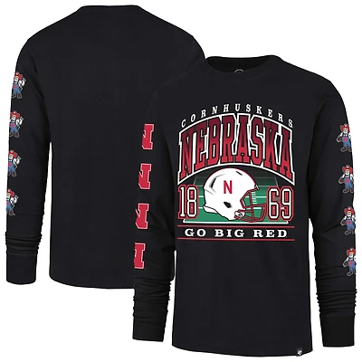 Men's '47  Black Nebraska Huskers Go Big Long Sleeve T-Shirt