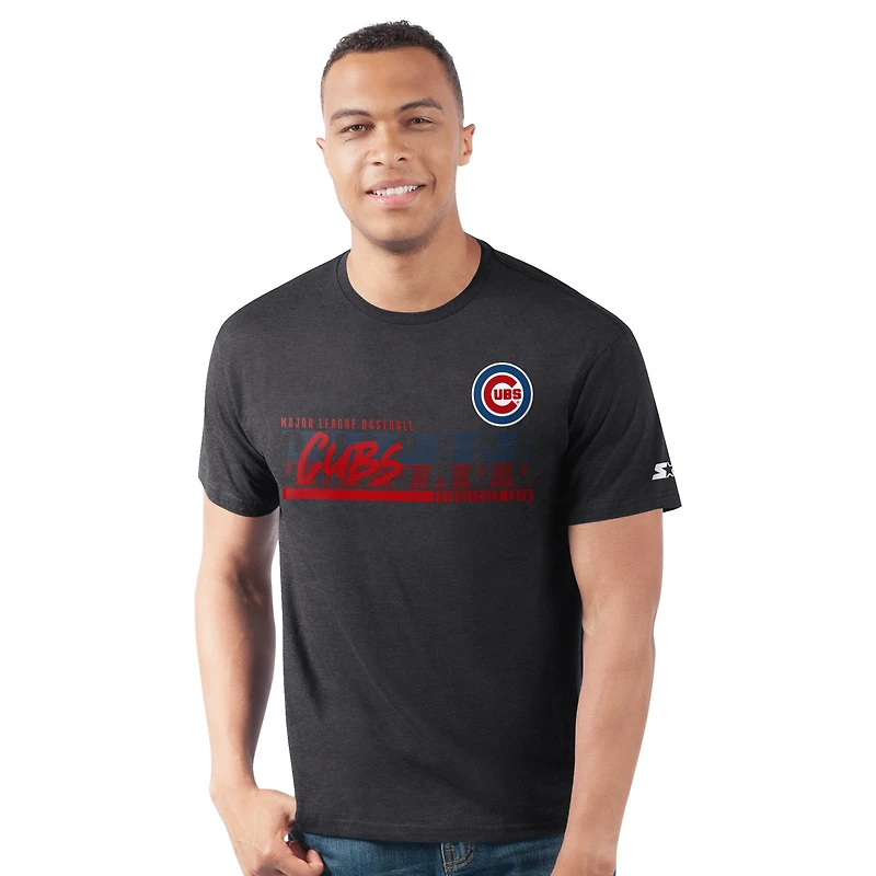 Men's Starter  Heather Black Chicago Cubs Prime Time Team T-Shirt