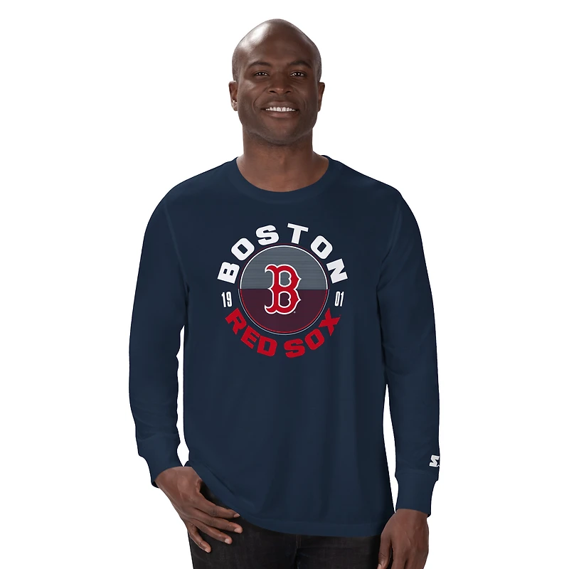Men's Starter Navy Boston Red Sox Halftime Long Sleeve T-Shirt