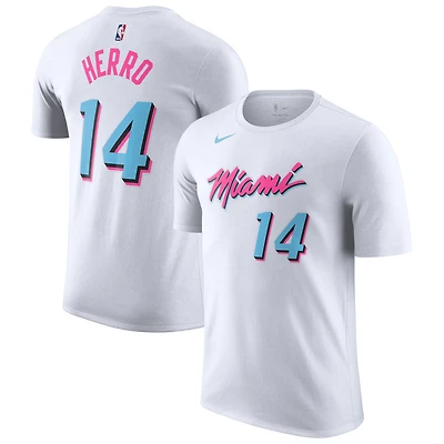 Men's Nike Tyler Herro White Miami Heat City Vice Name & Number T-Shirt