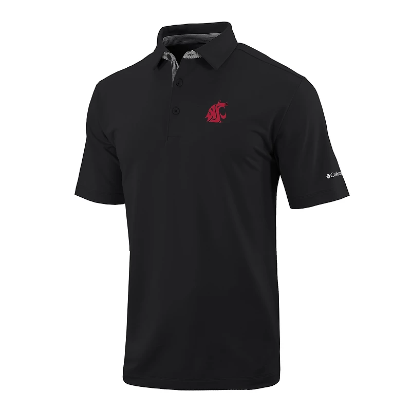 Men's Columbia Black Washington State Cougars Omni-Wick Even Lie Polo
