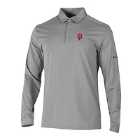 Men's Columbia Gray Indiana Hoosiers Omni-Wick Pin High Long Sleeve Polo