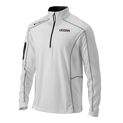 Men's Columbia White UConn Huskies Omni-Wick Shotgun Quarter-Zip Pullover