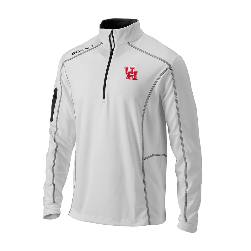 Men's Columbia White Houston Cougars Omni-Wick Shotgun Quarter-Zip Pullover