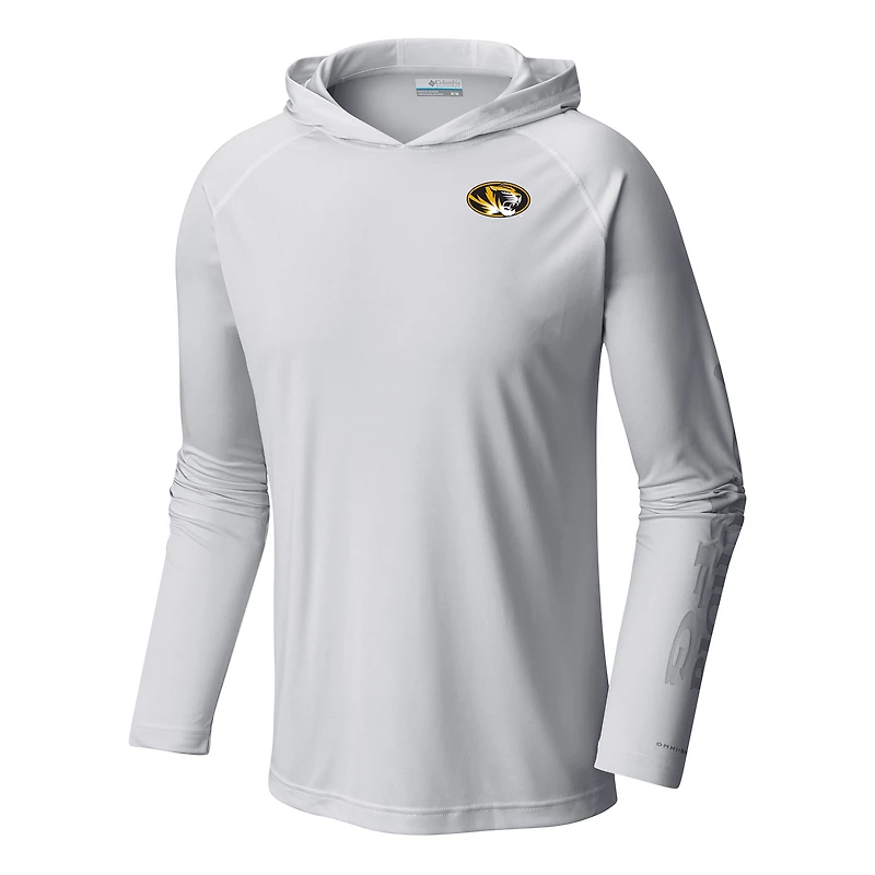 Men's Columbia White Missouri Tigers Terminal Tackle Omni-Shade Lightweight Pullover Hoodie