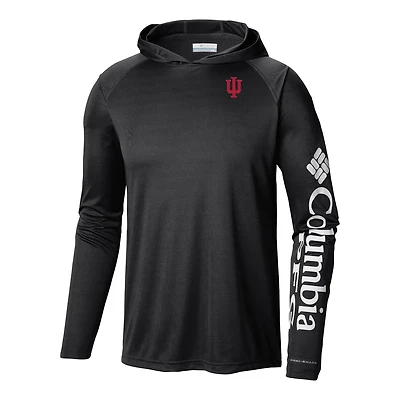 Men's Columbia Black Indiana Hoosiers Terminal Tackle Omni-Shade Lightweight Pullover Hoodie