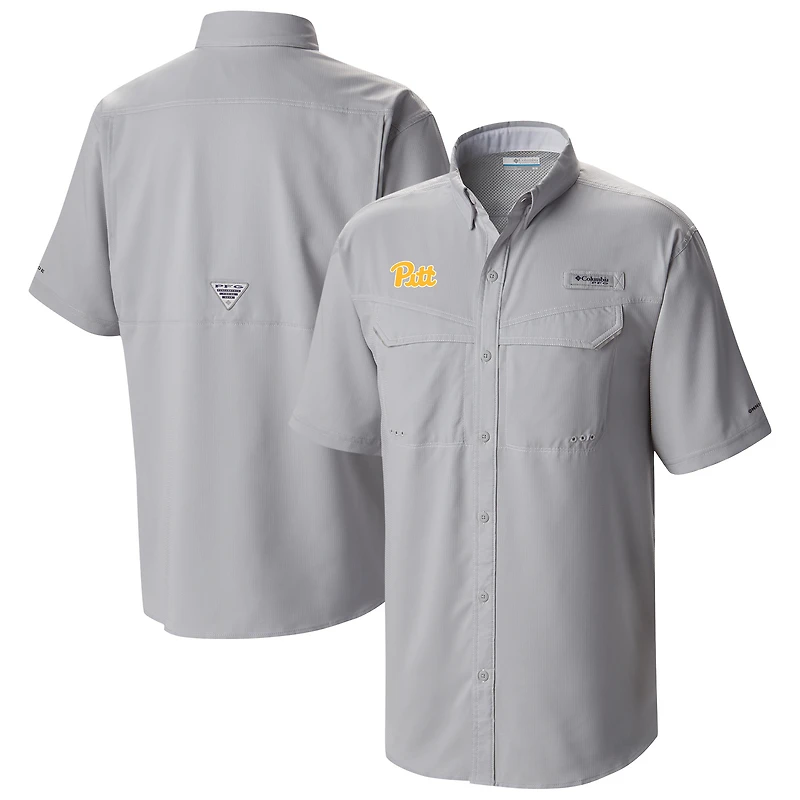 Men's Columbia Gray Pitt Panthers Low Drag Offshore Omni-Wick Button-Up Shirt