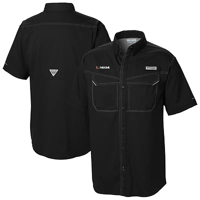 Men's Columbia  Black Miami Hurricanes Low Drag Offshore Omni-Wick Button-Up Shirt